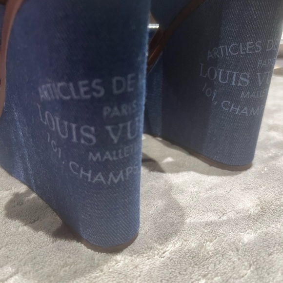 Louis Vuitton Denim and Leather Wedges sz 40 eu US 10 - Picture 8 of 9